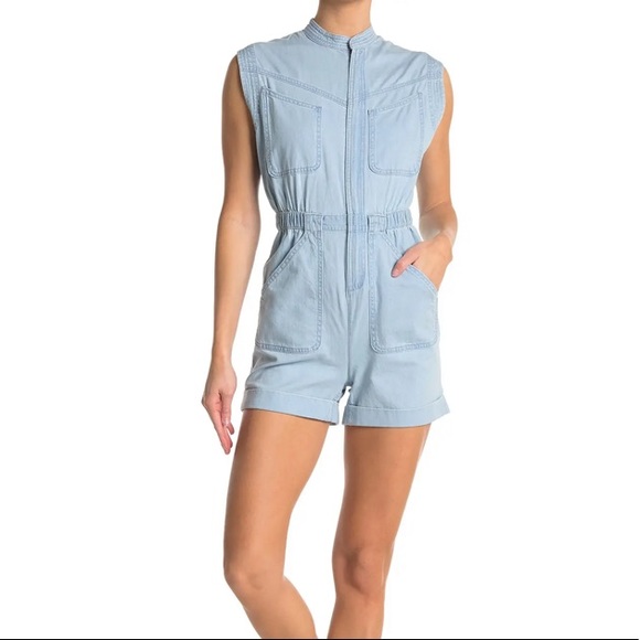 TopShop Denim Zipper Front Romper - Picture 1 of 1